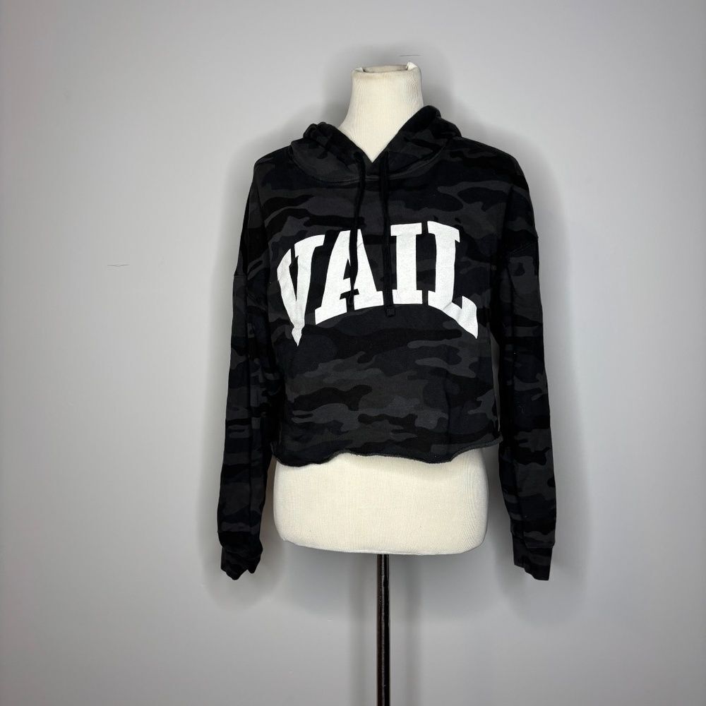 Independent- Grey & Black Camo "Vail" Hooded Cropped Sweatshirt